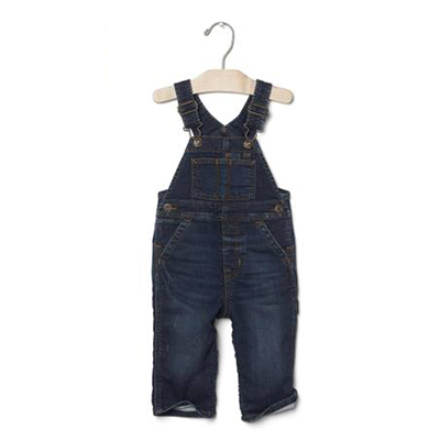 男婴儿活力深色水洗牛仔背带裤