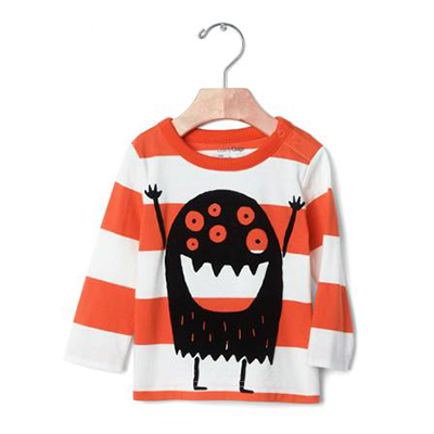 男婴儿万圣节主题可爱印花长袖T恤