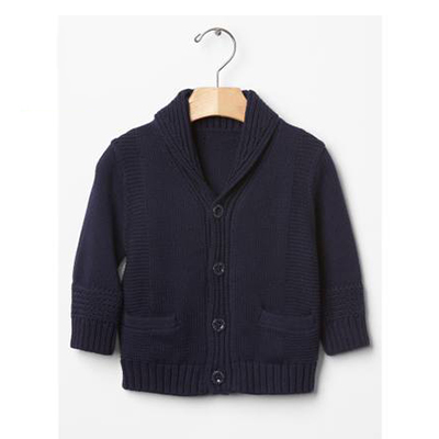 男婴儿**纯色青果领开襟线衫