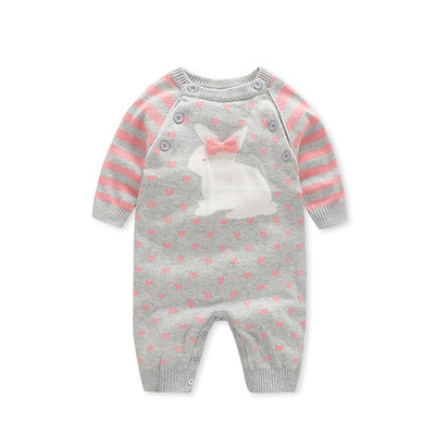 XXX童装秋装新品女宝宝针织连体衣可爱兔子新生婴儿哈衣爬服