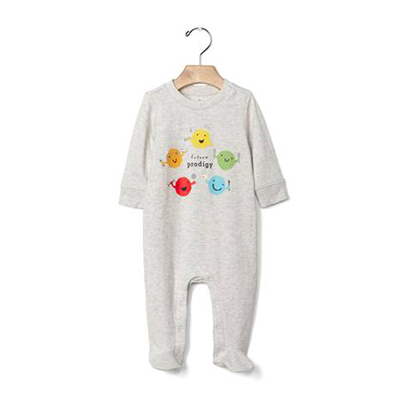 男女婴儿童趣印花一件式连体衣